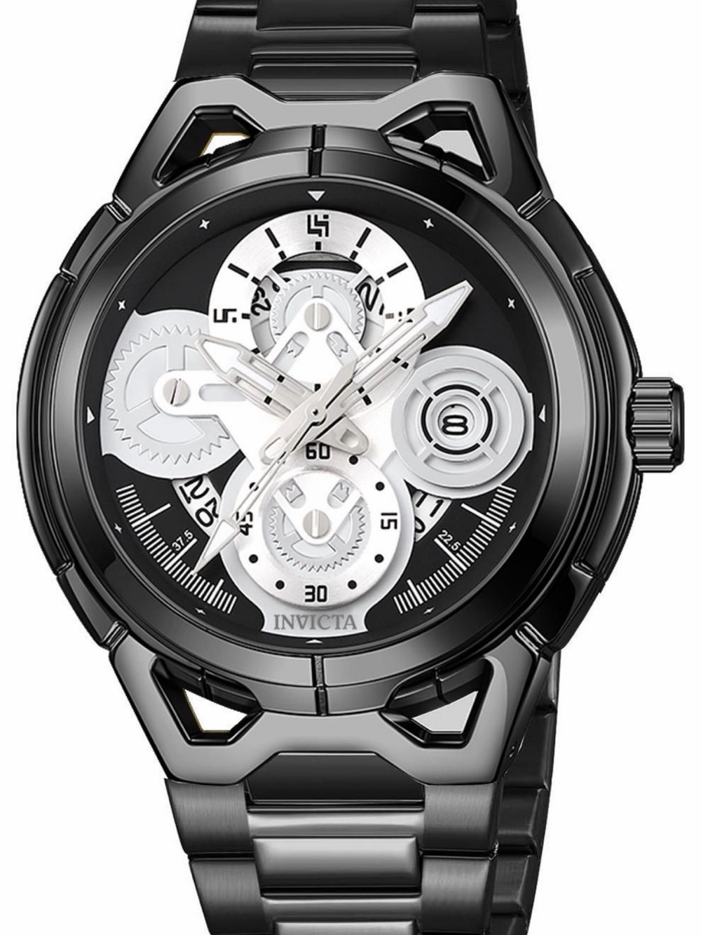 Invicta Black and Silver Skeleton Dial Men's Watch